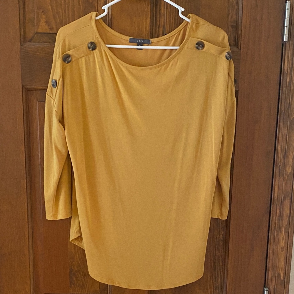 Stylish Mustard Button-Detail Blouse